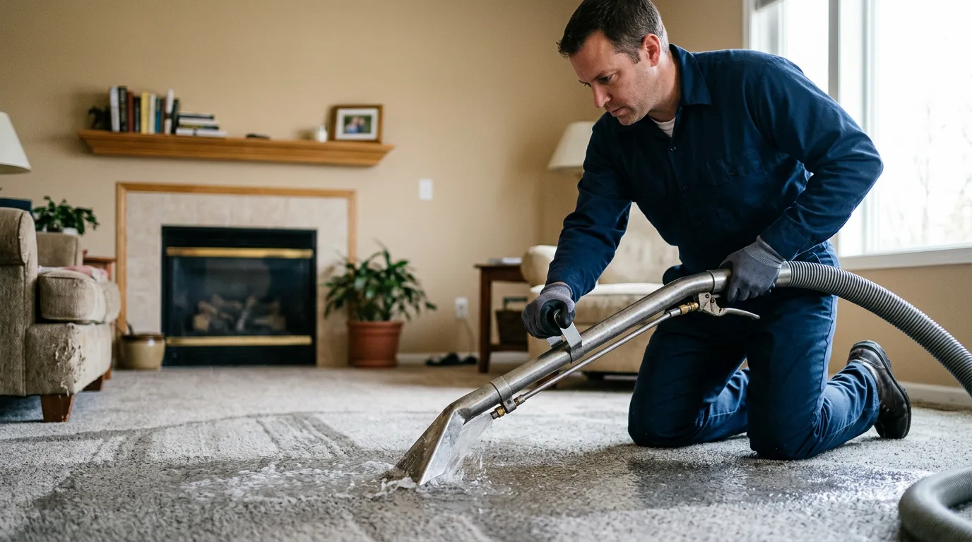 Water damage restoration technician working near Wolcott, NY